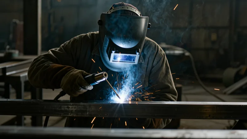Aluminum being welded with a bright arc